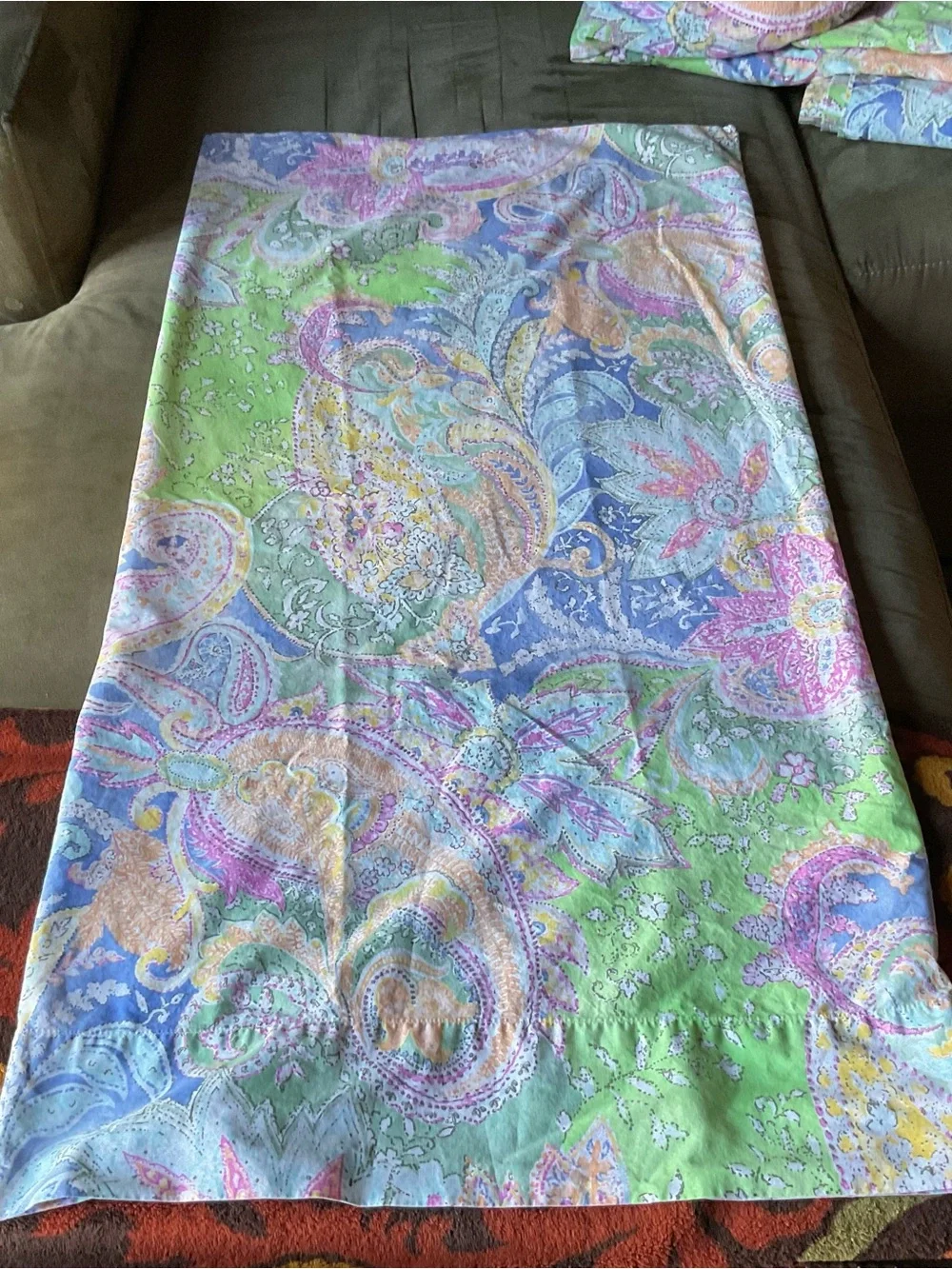 Vintage Ralph Lauren Flying Point KING 3pcs Sheet Set Paisley Multicolor